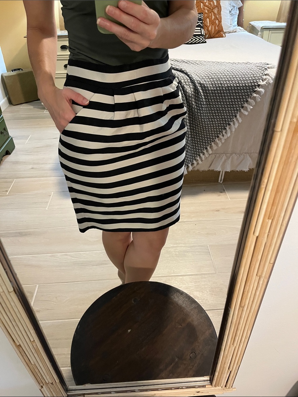 Banana Republic Black and White Striped Mini Skirt